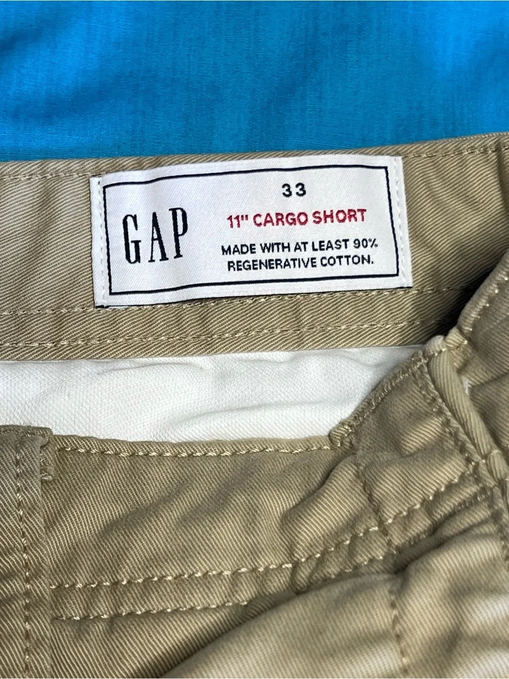 Gap 11” Cargo Shorts Khaki Tan Relaxed Utility Cotton Stretch Mens 33